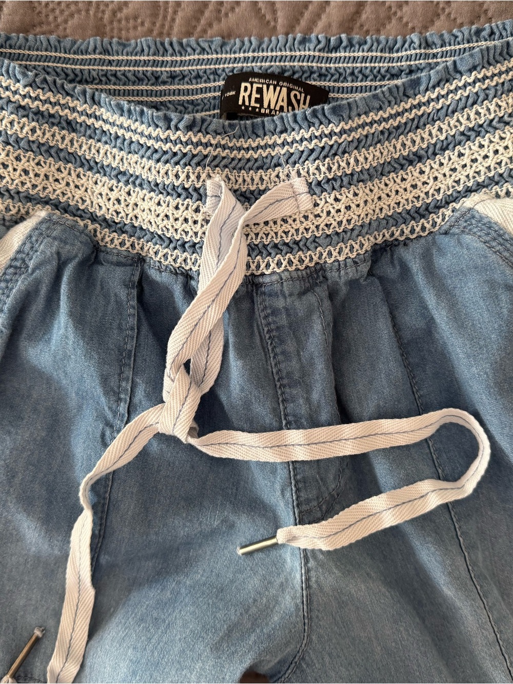 Rewash Light Blue Wide Leg Drawstring pant Large - Picture 4 of 9